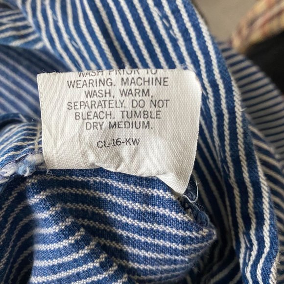 Vintage Key Imperial Blue Pinstripe Conductor Bib Overalls 46x30 - Picture 9 of 13